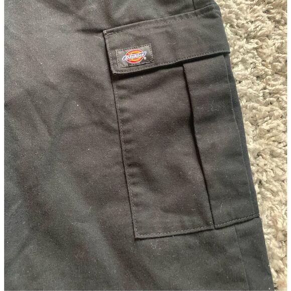 DICKIES Twill Urban Outfitters black Crop Cargo Wide Leg PANTS sz 8 M - Picture 7 of 9